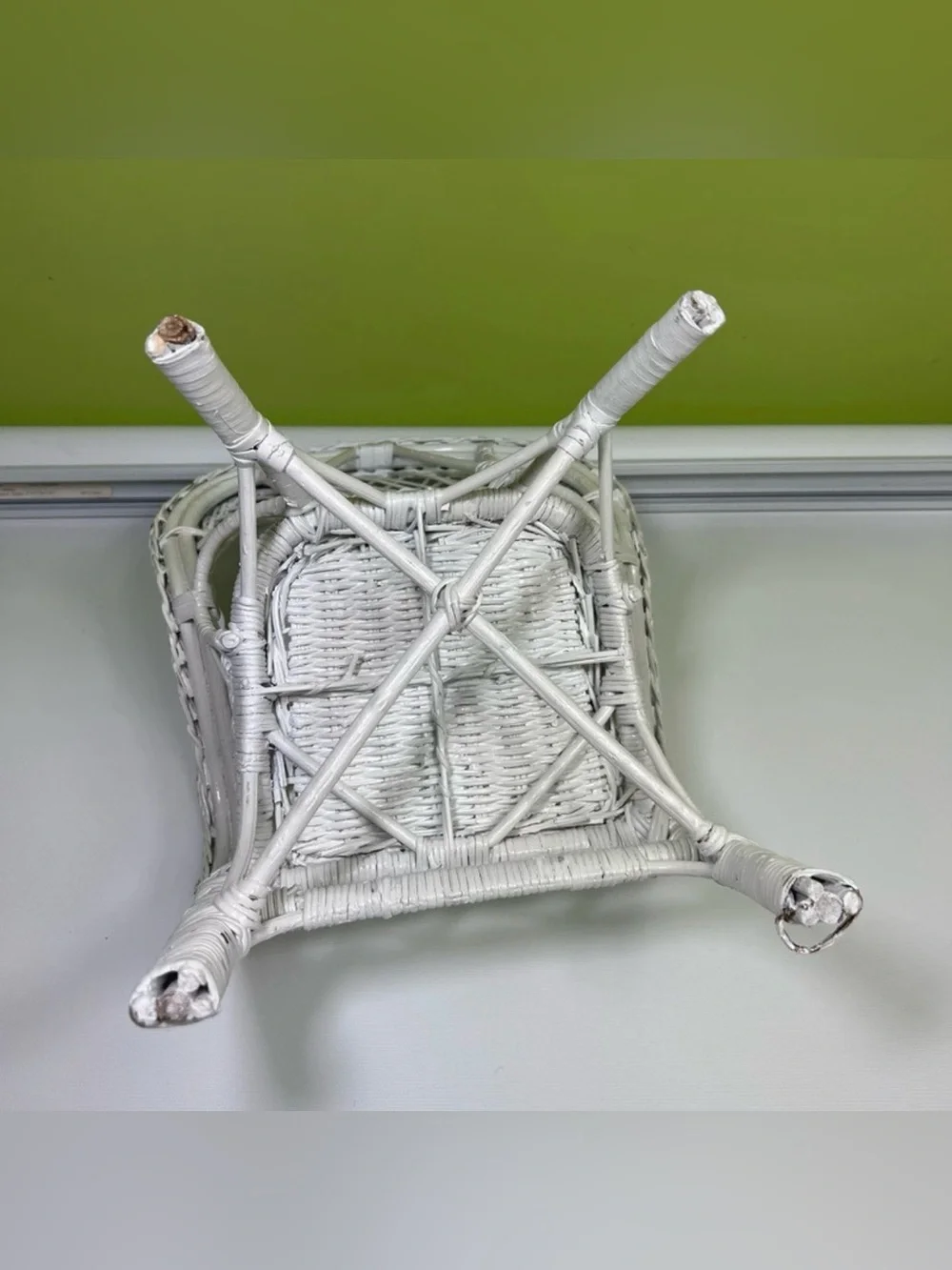 Vintage White Wicker Doll Chair Victorian Style 13 inches Toy